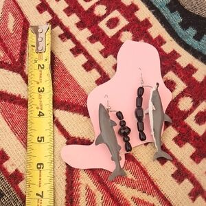 Gray Shark Earrings